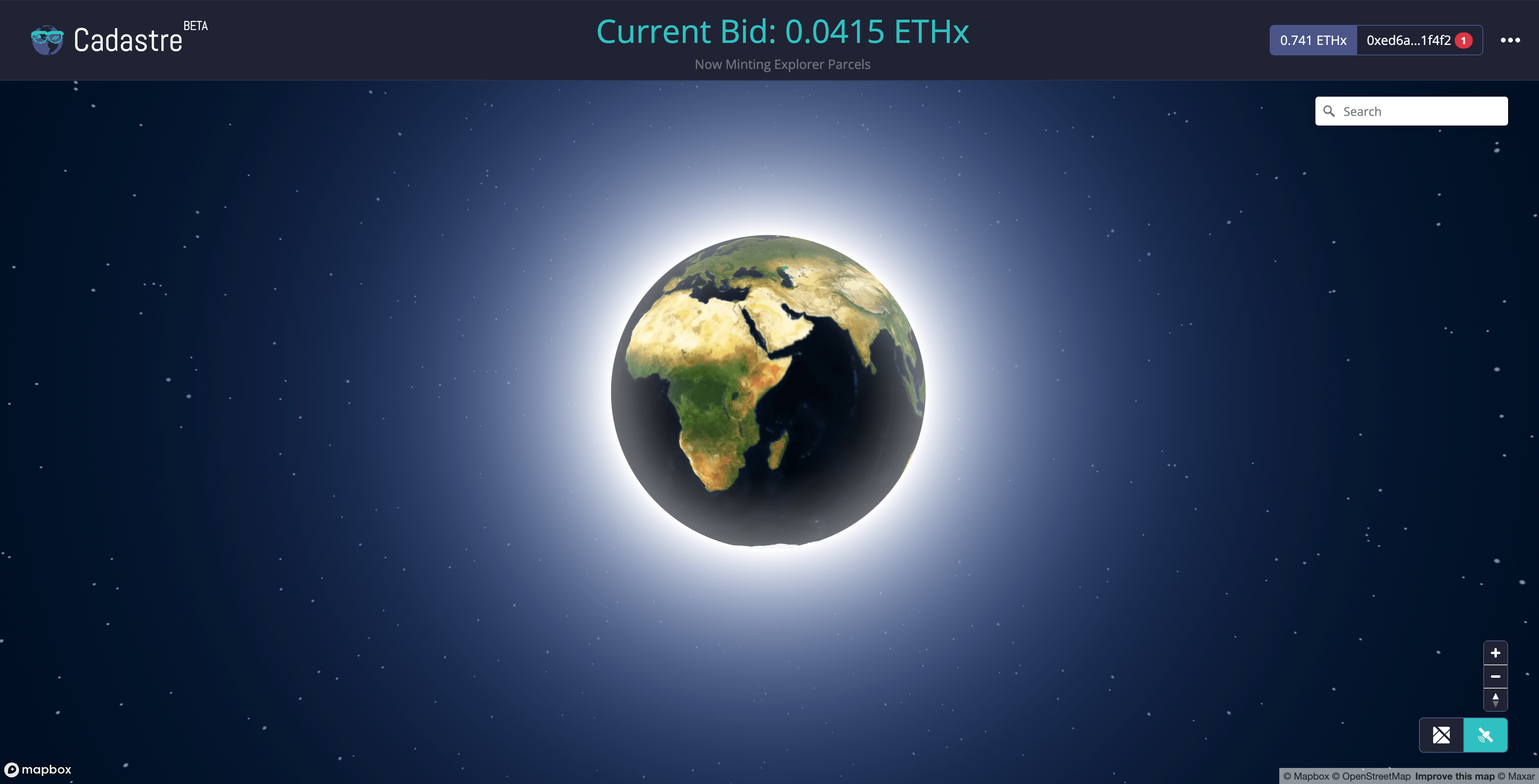 View of the Earth on the Geo Web Cadastre